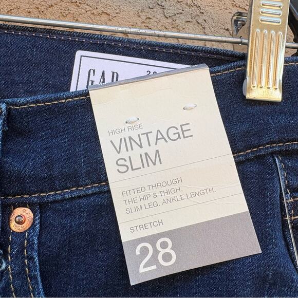 NWT GAP dark wash 'vintage slim' Blue Jeans, women's size 28/6 Petite - Picture 3 of 6
